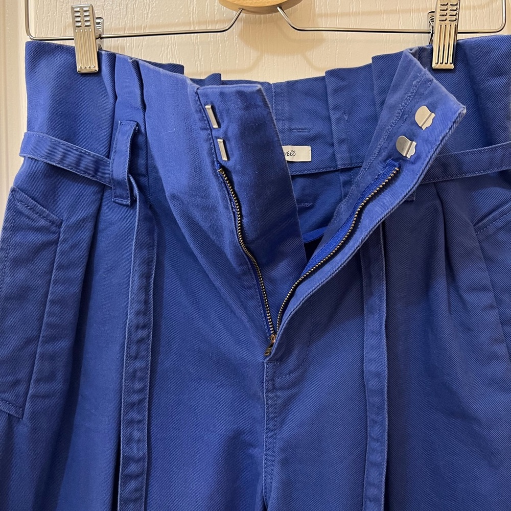 Madewell 100% Cotton Cobalt Blue Paperbag Trench Chino Pants Women’s 4 - Picture 5 of 11
